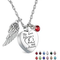 Glimkis The love between a Husband and Wife is forever Cremation Memorial Ashes Pendant urn necklace Cremation Jewelry