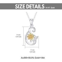 14k Real Gold Sunflower Infinity Necklace,''You are my sunshine'' Love Jewelry for Wife/Mother/Girlfriend, 16''-18'' Gold Chain