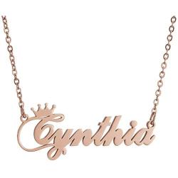 SKQIR Personalized Custom Name Crown Initial Necklace for Women Girls Any Name Bar Pendant Necklaces Jewelry Chain