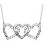 MyNameNecklace Personalized 3 Intertwined Hearts Engraved Necklace with Clear CZ Stones-Custom V-Day Valentines 925 Silver Jewelry Gift