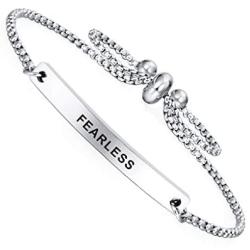 Dainty Cuff Bracelet - FEARLESS - High School Senior Students Reminder Gifts for Sister from Brother