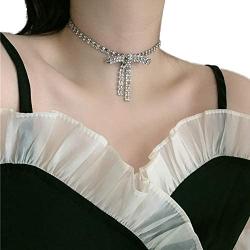 W WOOGGE Diamond Choker Necklace Women Girls Boho Collar Silver Necklace Jewelry for Party Halloween Costume