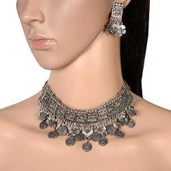 Zephyrr Fashion Choker Necklace Earrings Set Tribal/Turkish Style Women Boho Style Jewelry