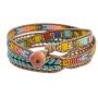 NOVICA Aventurine and Glass Blue and Red Beaded Bohemian Wrap Bracelet, 22'' Colors of Hope