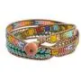 NOVICA Aventurine and Glass Blue and Red Beaded Bohemian Wrap Bracelet, 22'' Colors of Hope