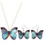 WEVENI Acrylic Monarch Butterfly Necklace and Earrings Morpho Butterfly Jewelry Sets Insect Dangle Drop Pendant for Women Girls Ladies