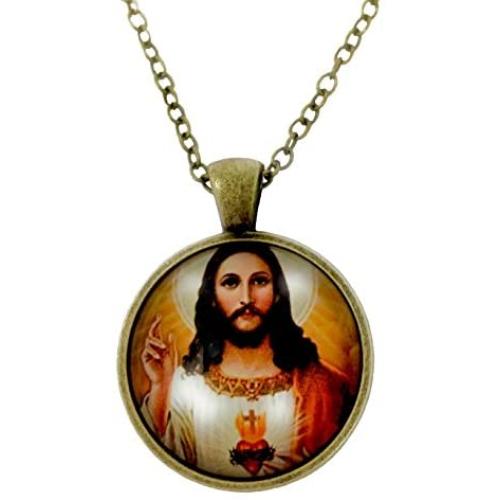 Blazing Autumn Religious Jesus Pendant Necklace/Bracelet Photo Glass Dome Jewelry