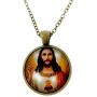 Blazing Autumn Religious Jesus Pendant Necklace/Bracelet Photo Glass Dome Jewelry