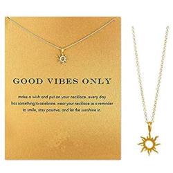 Clavicle Necklace with Blessing Gift Card, Small Dainty Gold Sun God Light with Rope Pendant Chain, Classy Costume Choker Jewelry Favors