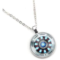 Iron Man Necklace - Proof That Tony Stark Has A Heart Circle Pendant Necklace for Men and Women, Creative Gift for Iron Man Fans