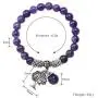Jovivi 8MM Purple Amethyst Natural Gemstone Tree of Life Lucky Charm Stretch Bracelet