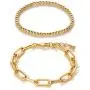 CLASSYZINT Gold Bracelets for Women 18k Gold Filled Plated Adjustable Gold Beaded Ball Paper Clip Cuban Link Chain Bracelet Chunky Layered Stackable Elastic Bracelet Set