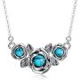 925 Stealing Sliver Oxidized Rose Turquoise necklace New Type Gift For Women Girl,18+2 Inch O Chain