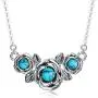 925 Stealing Sliver Oxidized Rose Turquoise necklace New Type Gift For Women Girl,18+2 Inch O Chain