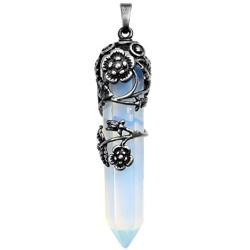 MANIFO Valentines Day Gifts Flower Wrapped Crystal Point Necklace Natural Healing Gemstone Pendant Necklace for Women