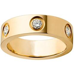 Gold Ring Women Teen Girls Rings 18K Gold Plated Titanium Steel with Cubic Zirconia Stones Ring Gift for Valentines Day Birthday