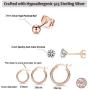 GULICX 3 Pairs Sterling Silver Small Hoop Stud Earrings Hypoallergenic Huggie Hinged Unisex Sleeper Hoops Earrings, Tiny Cartilage CZ Ball Earrings Piercing Jewellery for Women Girls