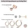 GULICX 3 Pairs Sterling Silver Small Hoop Stud Earrings Hypoallergenic Huggie Hinged Unisex Sleeper Hoops Earrings, Tiny Cartilage CZ Ball Earrings Piercing Jewellery for Women Girls