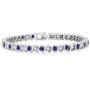 Gem Stone King Stunning Round White Cubic Zirconia and Simulated Blue Sapphire Tennis Bracelet