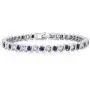 Gem Stone King Stunning Round White Cubic Zirconia and Simulated Blue Sapphire Tennis Bracelet