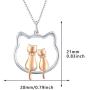 Waysles Cat Heart Necklace/Double Cat Necklace S925 Sterling Silver Lucky Cat Pendant Jewelry Gift for Cat Lover Girls Fashion