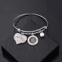 WSNANG Autism Awareness Jewelry Autistic Encouragement Gift Autism Mom/Aunt/Nana/Sister Wire Bangle with Teach Love Autism Charm Jewelry