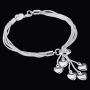 Women Girl Link Bracelet， 925 Sterling Silver Five-line Chain with Five-Heart Bracelet(7.5'',7.9'', 8.3'')