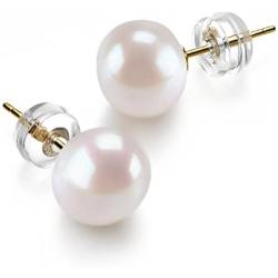 PAVOI 14K Gold AAA+ Handpicked White Freshwater Cultured Pearl Earrings Studs