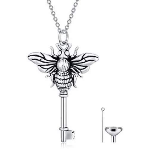 PEIMKO Heart Rose/Honeybee Key/Circle of Life Cremation Urn Necklace for Ashes Always In My Heart Memorial Jewelry PEIMKO Heart Rose/Honeybee Key/Circle of Life Cremation Urn Necklace for Ashes Always In My Heart Memorial Jewelry