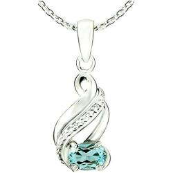 RB Gems Sterling Silver 925 Pendant Necklace Genuine Gemstone Oval 7x5 mm, Rhodium-Plated Finish, Sliding