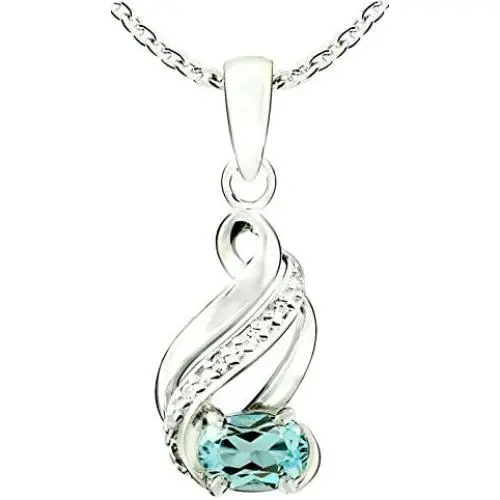 RB Gems Sterling Silver 925 Pendant Necklace Genuine Gemstone Oval 7x5 mm, Rhodium-Plated Finish, Sliding