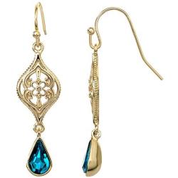 Disney Aladdin Princess Jasmine Yellow Gold Plated Crystal Dangle Earrings