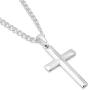 XP Jewelry Mens Sterling Silver Cross Pendant Curb Link Chain Necklace Italian Made - Choose Width and Length