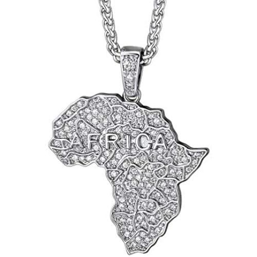PROSTEEL Stainless Steel Africa Map Necklace for Men Women, 18K Gold/Rose Gold/Black Plated, Customize Available, 22''-24'' Adjustable, Come Gift Box