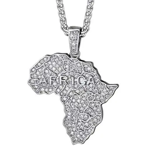 PROSTEEL Stainless Steel Africa Map Necklace for Men Women, 18K Gold/Rose Gold/Black Plated, Customize Available, 22''-24'' Adjustable, Come Gift Box PROSTEEL Stainless Steel Africa Map Necklace for Men Women, 18K Gold/Rose Gold/Black Plated, Customize Available, 22''-24'' Adjustable, Come Gift Box