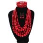 JNF Multi Layer Pearl Strand Costume Jewelry Sets Pearl Statement Necklace Bracelet and Earrings for Women