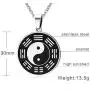 PJ Jewelry Mens Stainless Steel Yin Yang Amulet Pendant Chinese Taoism Symbol Talisman Charm Necklace