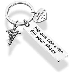 WENATA RN LVN LPN Retirement Keychain Nurse Retirement Gift No One Can Ever Fill Your Shoes Enjoy Retirement Gift for Nurse Doctor