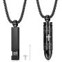 LOYALLOOK 2PCS Cremation Urn Necklace for Ashes Memorial CZ Skull Pendant Necklaces Black Stainless Steel Ashes Necklace Keepsakes Jewelry