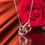 ANGEL NINA Necklaces for Women Valentines Day Gifts ღLove At First Sightღ Double Heart 925 Sterling Silver Rose Gold Plated Necklace with 5A Cubic Zirconia with Jewelry Box
