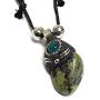 Mia Jewel Shop Tumbled Healing Gemstone Pendant Round Chrysocolla Stone Adjustable Necklace