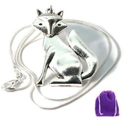 Fox Necklace | Fox Jewelry For Women Silver Plated Snake Chain Necklace with Fox Necklace for Women Great Fox Gifts for a Party themed with Fox Stuff and Fox Items for Women