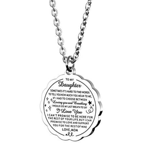 Misola To My Daughter Necklace from Dad Mom Inspirational Gift Never Forget That I Love You Forever Birthday Gift Graduation Gifts