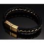 Mgutillart Punk Rock Stainless Steel Magnet Buckle Wristband Leather Bracelet