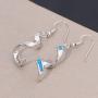 CiNily Sterling Silver Plated Dangle Drop Earrings for Women Opal Hook Earrings Birthstone Spiral Ribbon Dangle Earrings