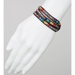 Chakra Awareness Balancing Leather3 Wrap Crystal Bracelet with Hematite for Women