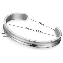 Zuo Bao Hair Tie Bracelet Stainless Steel Grooved Cuff Bangle for Women Girls