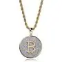 TOPGRILLZ Fully Iced Out CZ 14K Gold Plated Bitcoin Cryptocurrency Pendant Necklace Chain Men TOPGRILLZ Fully Iced Out CZ 14K Gold Plated Bitcoin Cryptocurrency Pendant Necklace Chain Men