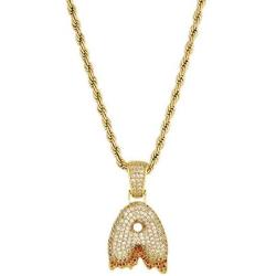 Plumiss Initial Letter Pendant Necklace Mens Womens Capital Letter A-Z 14K Gold Long Necklace