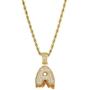 Plumiss Initial Letter Pendant Necklace Mens Womens Capital Letter A-Z 14K Gold Long Necklace
